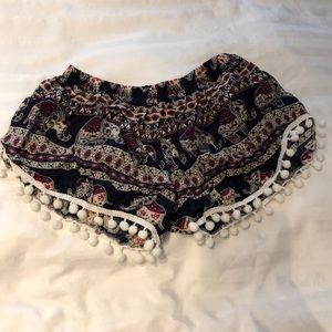 Elephant Thai shorts with white Pom poms